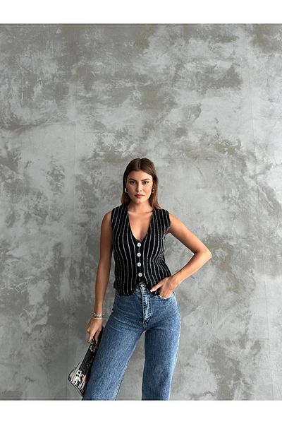 LB Laluna Butik Striped Women's Knitwear Vest