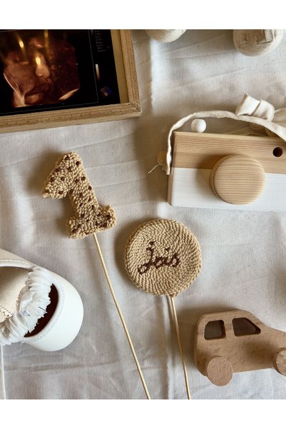 Tk Bohemian Number and Name Written Punch Embroidered Cake Decor - Birthday Ornament