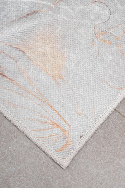 Oriente Home Μοντέρνο μοτίβο λευκό αντιολισθητικό βελούδο που πλένεται 2 τεμαχίων χαλάκι μπάνιου 8718