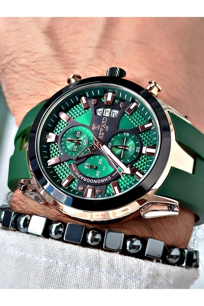 Reward ساعة يد رجالية من السيليكون باللون الأخضر بتصميم رياضي - تصميم عملي