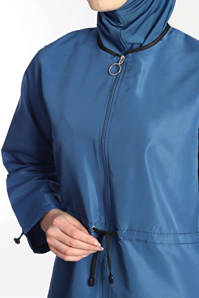 Sonne's Havacı Mavi 4 Parça Tam Kapalı Su Iticili Hızlı Kuruyan Fermuarlı Paraşüt Tesettür Mayo