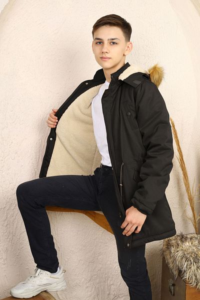Joui Co Boy's Winter Long Coat - Waterproof Canvas Fabric
