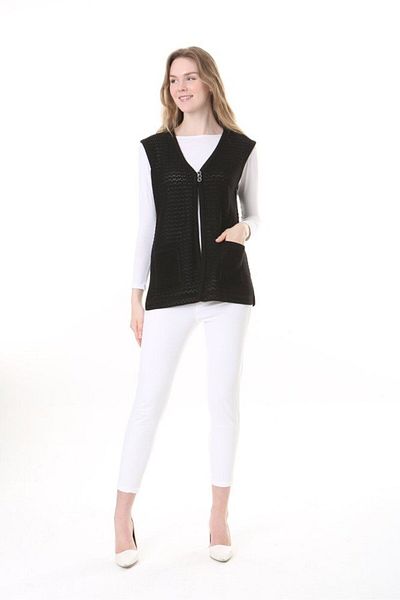 Lamierra Mercerized Woven - Mother Classic Vest with Three Buttons on the Front and Double Pockets