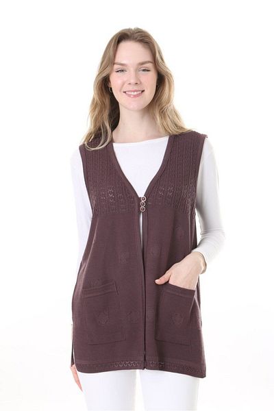 Lamierra Knitwear Openwork Mercerized Vest