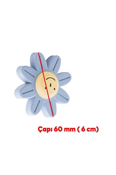 Badem10 Culoare albastră Plastic Daisy 5 buc. Mâner ușă dulap dulap camera copiilor Mobilier Mâner sertar bucătărie