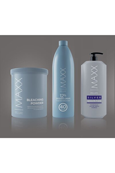 MAXX DELUXE Gri Açıcı 1000gr & 40 V Oksidan 1000ml & Silver Şampuan 500ml