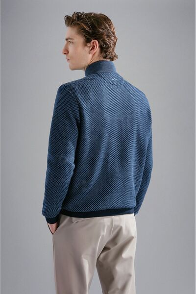 PAUL&SHARK بلوفر رجالي من الصوف الدائري بسحاب