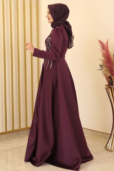 Fashion Showcase Zen Satin Evening Dress Purple - Design - Fsc2131