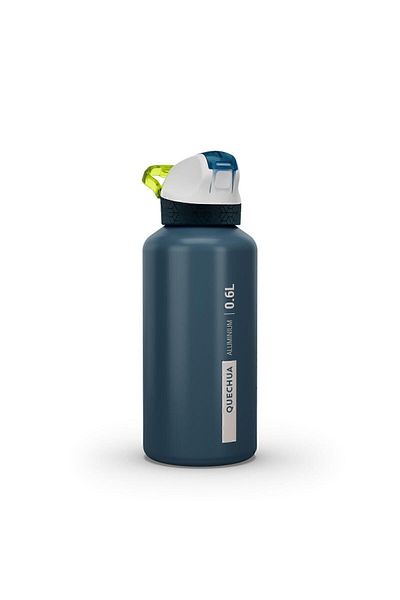 Decathlon Quechua Children &Apos; S Water Bottle - 0.6 L Dark Blue, One-Handed Opening, Integrated Straw