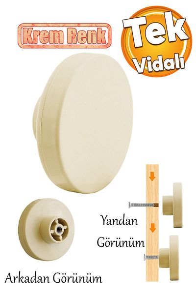 Badem10 Plastic Rotund Moonstone Culoare Crem Mobilier Bucătărie Sertar Cameră Dulap Dulap Capac Mâner Mâner