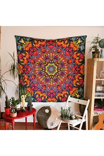 WANDER TAPESTRY 60'lar Saykodelik Mandala Duvar Örtüsü Tapestry 150x150