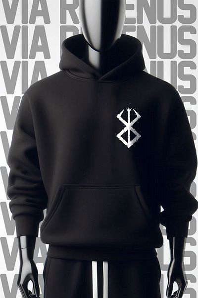 Vordevia Berserk 3 Thread Wide Fit Black Hooded Sweatshirt - Front and Back Printed