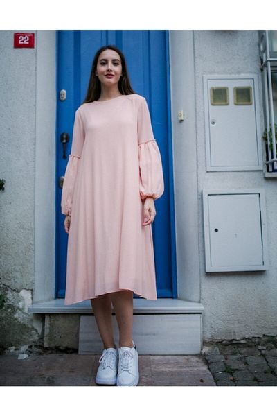 PASTELASTORE Balloon Sleeve Short Dress