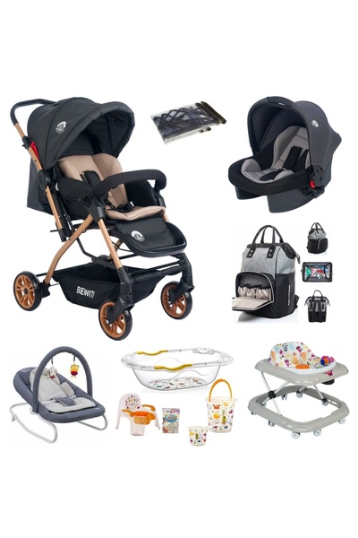 4KİDS Bebek Çeyiz Seti 11 Parça Çift Yön Bebek Arabası Ana Kucağı Yürüteç Küv...