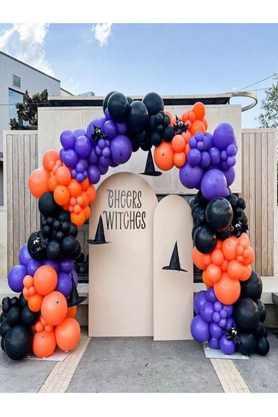 party mix 65Pcs Halloween Balloon Chain - Halloween and Black Orange Purple