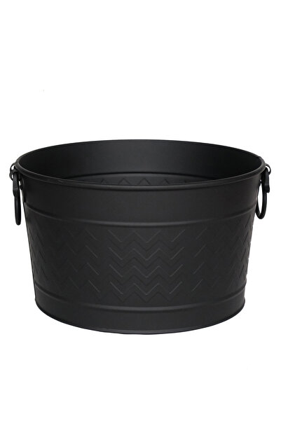 WOODSHUT Metal Siyah Zigzag Desenli Yuvarlak Şömine - Soba Odun Depolama Sakl...