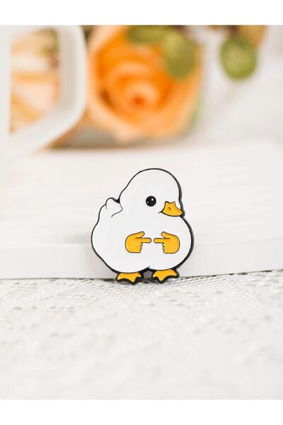 redame Utangaç Ördek Tatlı Şirin Cute Premium Metal Pin Rozet Aksesuar
