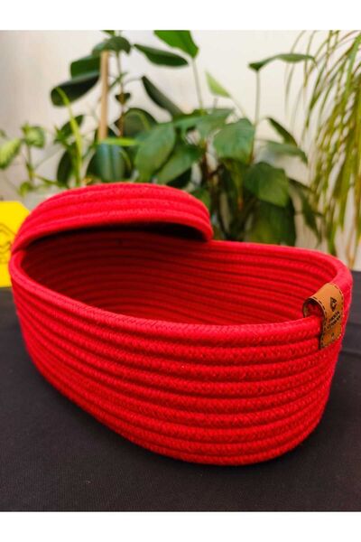 Genel Markalar jüt hasır sepet oval kapaklı organizer 30X20X19