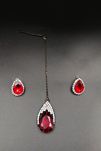 Kaftan Collection 3 Piece Indian Earrings and Forehead Set