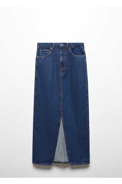 MANGO Woman Yırtmaçlı denim etek