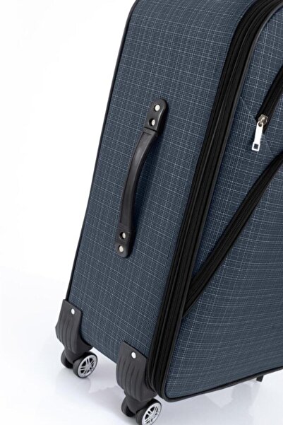 fawori deri Orta Boy 4 Teker Kumaş Valiz Lacivert 1081