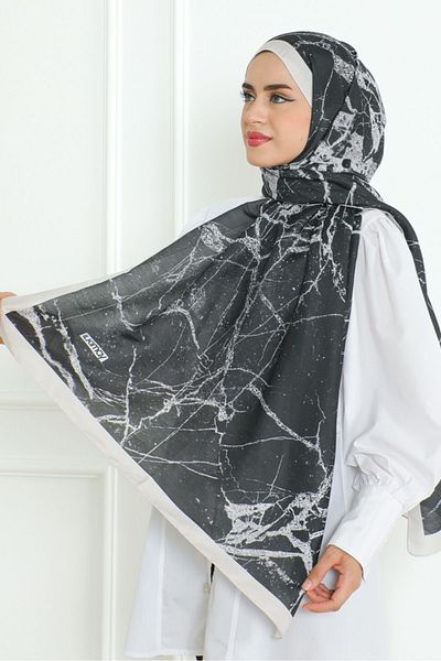 Bestenur Şal moale negru cu model Boris 1141