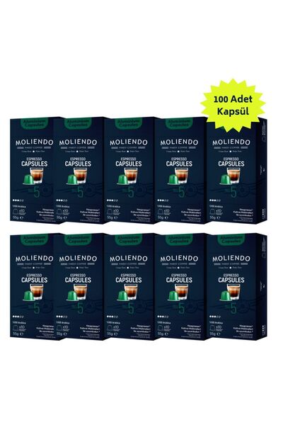 Moliendo Finest Coffee Alüminyum Kapsül Kahve No:5 Avantaj Paketi (100 Adet N...