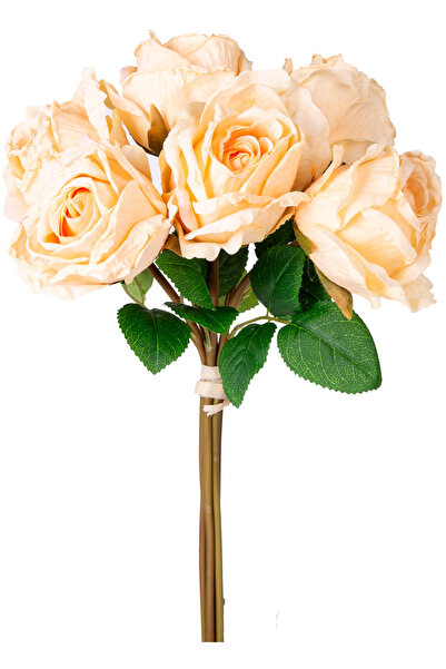 Herdekora وردة صناعية باقة 6 قطع أصفر فاتح 37 سم.