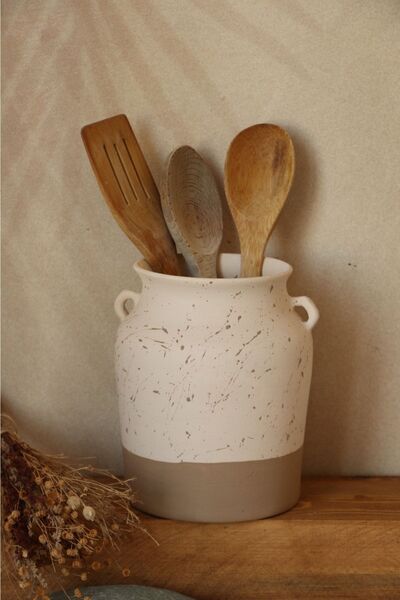 Hoyatap Dekoratif El Yapımı Kulplu Seramik Vazo /kaşıklık