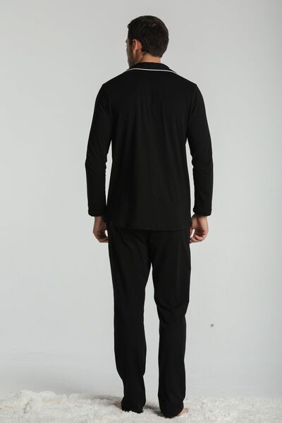 Moda Clubu Men's Black Pajama Set Mr. (Couple Pajama Combination Can Be Made)