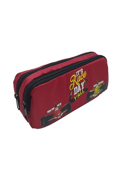 Kelebek Oyuncak Car Printed - Two Compartment Zippered Pen Holder
