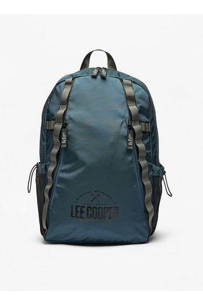 Lee Cooper Logo Print Backpack with Adjustable Straps and Zip Closure