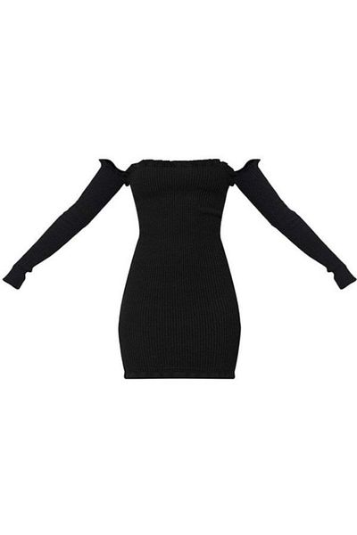 La Sarta Rochie mini cu umăr dezactivat Riviera neagră