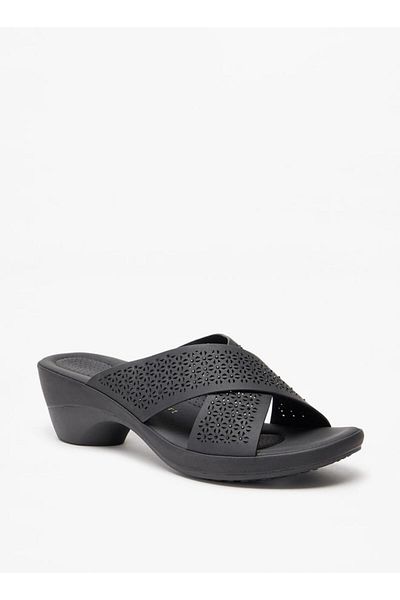 Le Confort Laser Cut Detailed Slip-On Cross Strap Sandals
