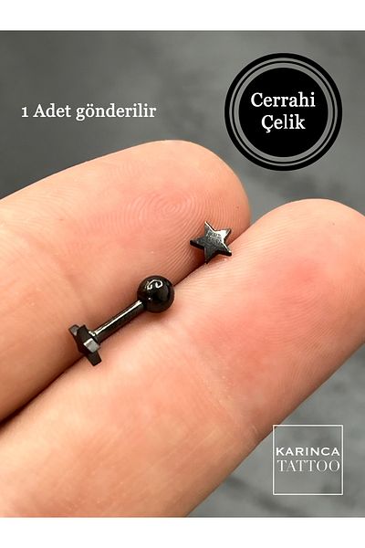 Karınca Piercing 6mm Star Piercing - Star, Conch, Tragus, Flat Helix Cartilage Earlobe Surgical Steel Earrings Accessory