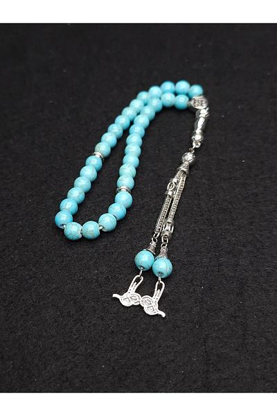 Yüksel Boncuk Blue Turquoise Rosary with Natural Stones