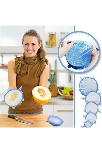 Buffer 6-Piece Silicone Stretch Food Storage Protection Covers - Retaining Freshness