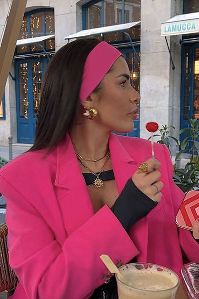 TAKIŞTIR رباط شعر متوسط ​​الحجم باللون الفوشيا