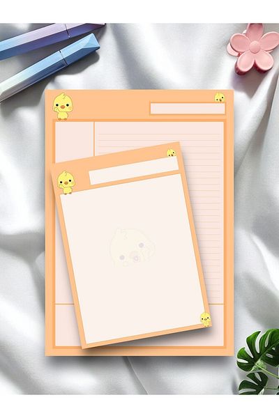 Mirya Notes Chick Patterned A4-A5 Notepad Set - Memo Pad