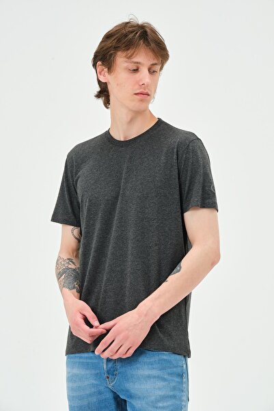 QUHOX Ανδρικά μπλουζάκια 5 συσκευασιών - 100% βαμβάκι, κανονική εφαρμογή, λευκό-μαύρο-ανθρακί-κόκκινο-γκρι μελανζέ