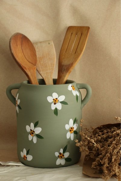 Hoyatap Green Retro Flower Pattern Vase - Updated Size