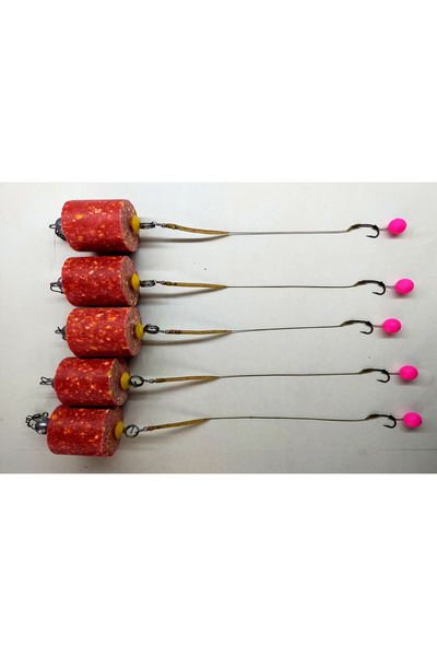 sr sazanrig KÜSPE APARATLI  YÜZEN PEMBE TOPLU SAZAN TAKIMI 5’Lİ SET