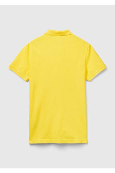 United Colors of Benetton Κίτρινο ανδρικό μπλουζάκι πόλο - κανονική εφαρμογή, κοντό μανίκι