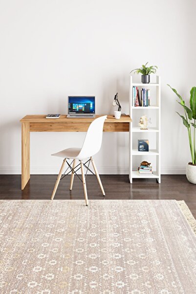 interGO Kitaplıklı Fonksiyonel Çalışma Masası - Atlantik Çam - Beyaz