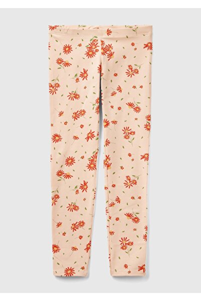 United Colors of Benetton Kız Çocuk Açık Pembe Mix Tamamı Desenli Düz Kesim Tayt