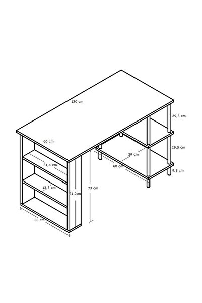 interGO Raflı Çalışma Masası ve Beş Raflı Kitaplık