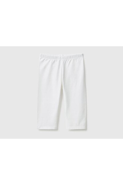 United Colors of Benetton Λευκό λογότυπο κεντημένο κοριτσίστικο καλσόν Κάπρι