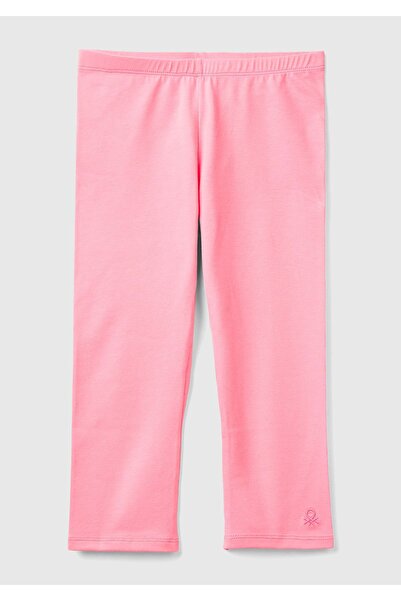 United Colors of Benetton Colanți cu logo roz pentru fete