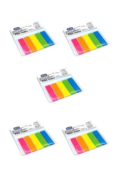 Mas 12X45 mm Rectangle Film Index Postit Marker 5 Colors (5 Pack)