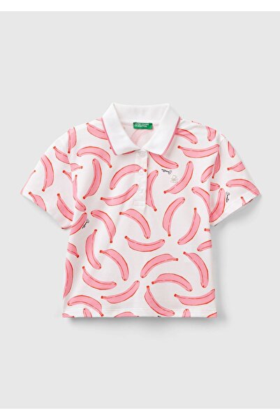 United Colors of Benetton Γυαλιστερό λογότυπο κεντημένο κοριτσίστικο μπλουζάκ...